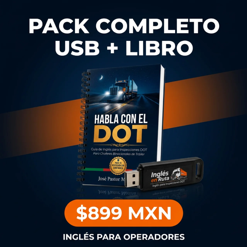 Pack Inglés en Ruta para Choferes de Tráiler | USB 16 GB + Libro Habla con el DOT