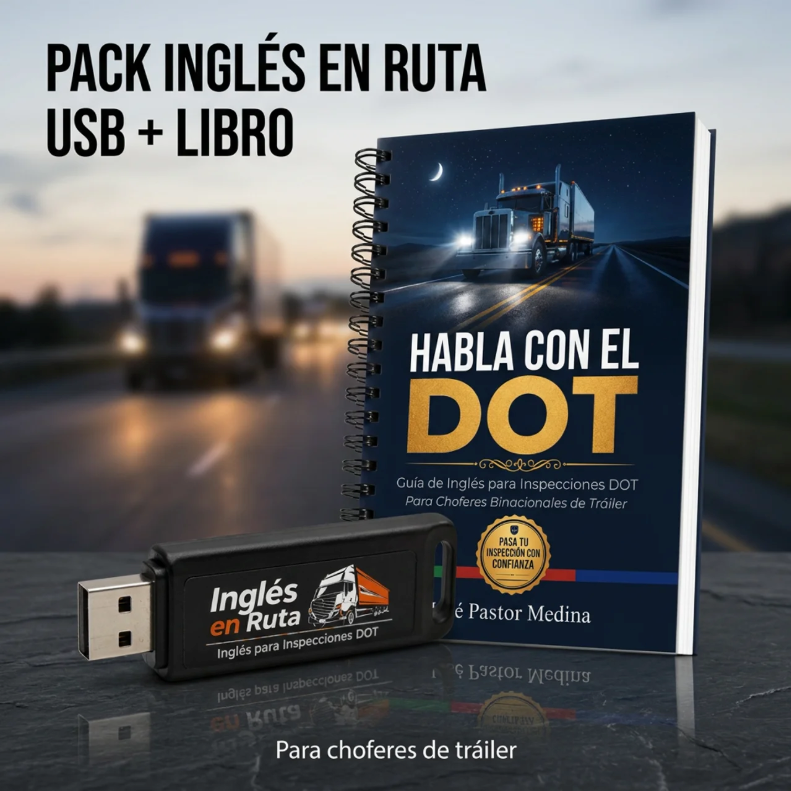 Pack Inglés en Ruta para Choferes de Tráiler | USB 16 GB + Libro Habla con el DOT